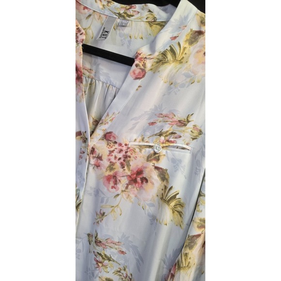 $89 NWOT KUT FROM THE KLOTH long sleeve‎ button up blouse L blue green floral - Picture 5 of 11